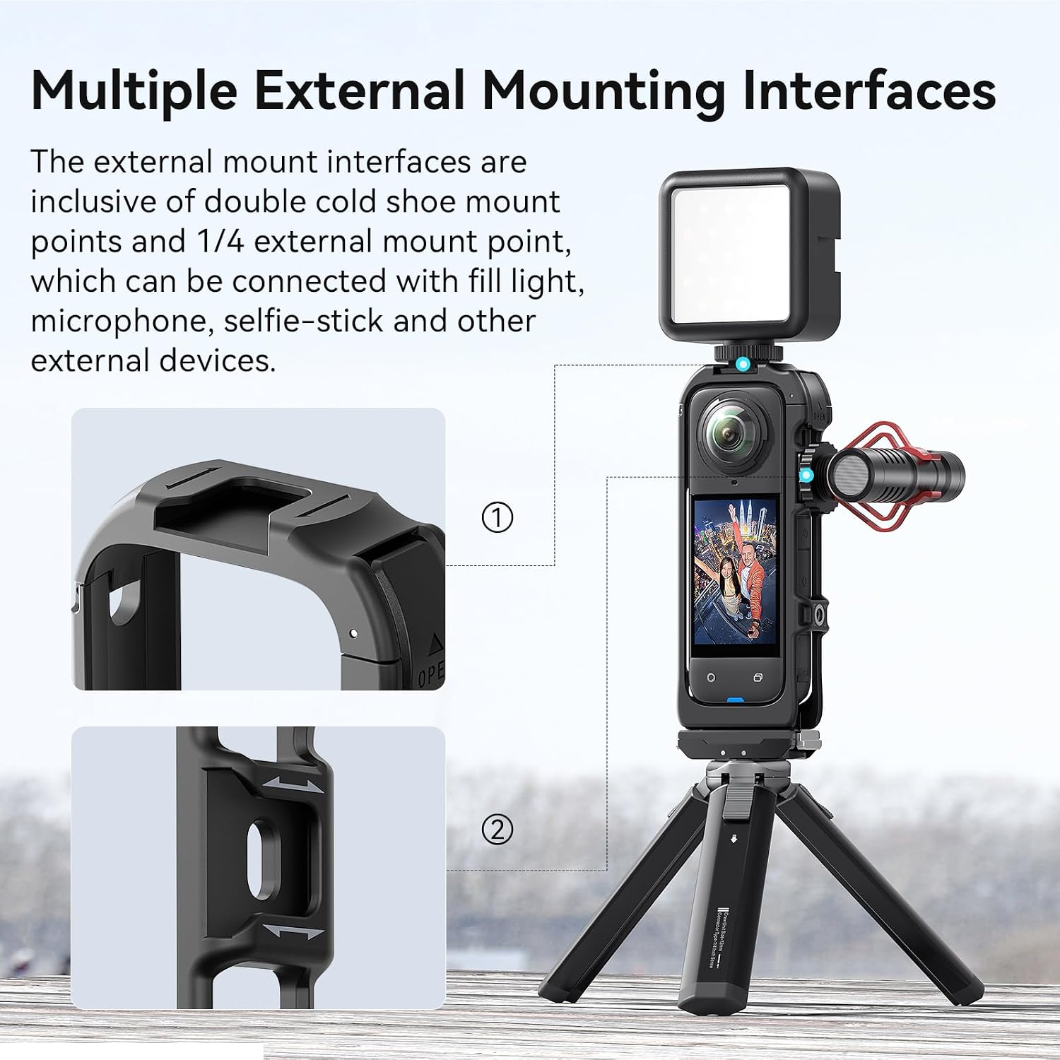 Camera Cage for Insta360 x5 Accessories, Protective Case Multifunction Utility Frame for Insta360 X5 with Quick Release image 2