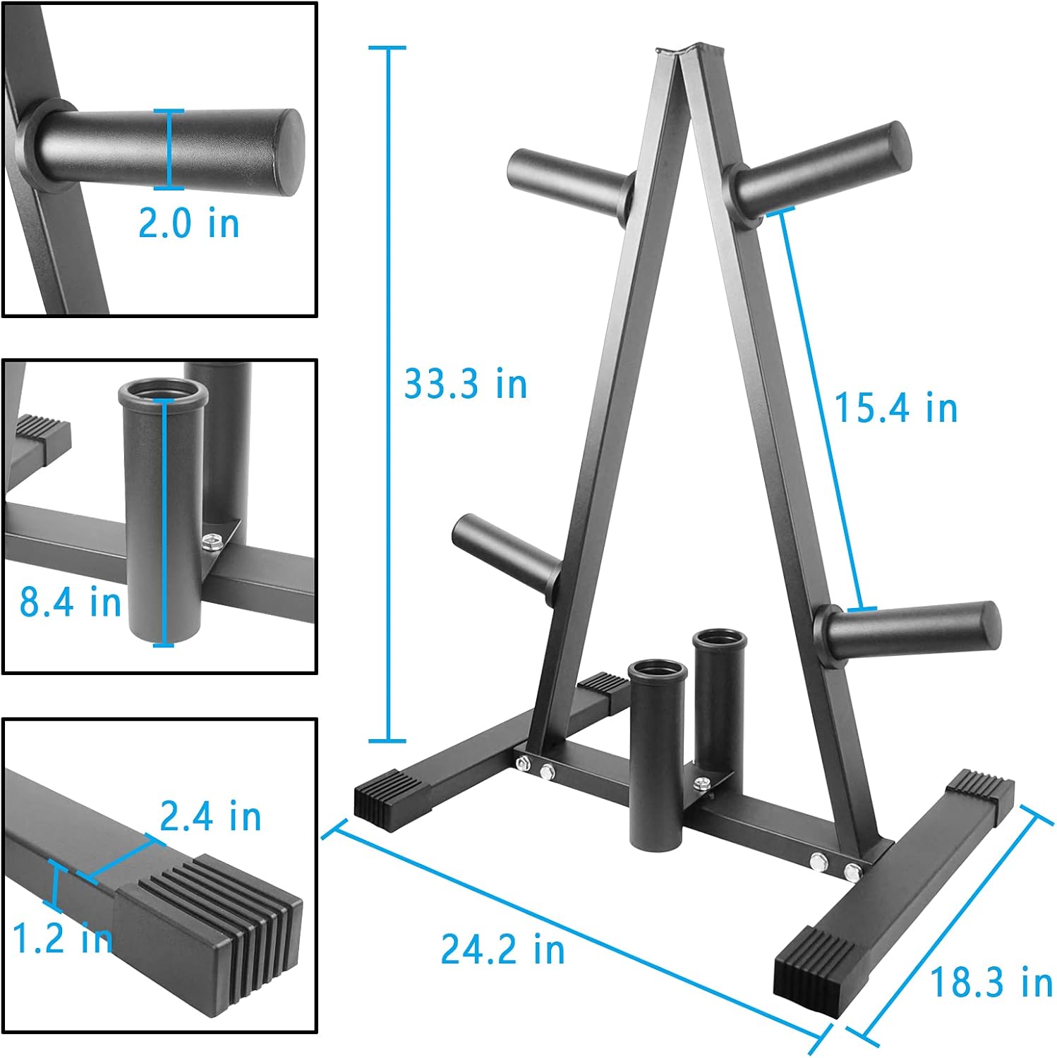 Luwint Plate Tree, 2 in Weight Plate Storage Rack with 2 Olympic Bar Holders for Home Gym : Sports & Outdoors