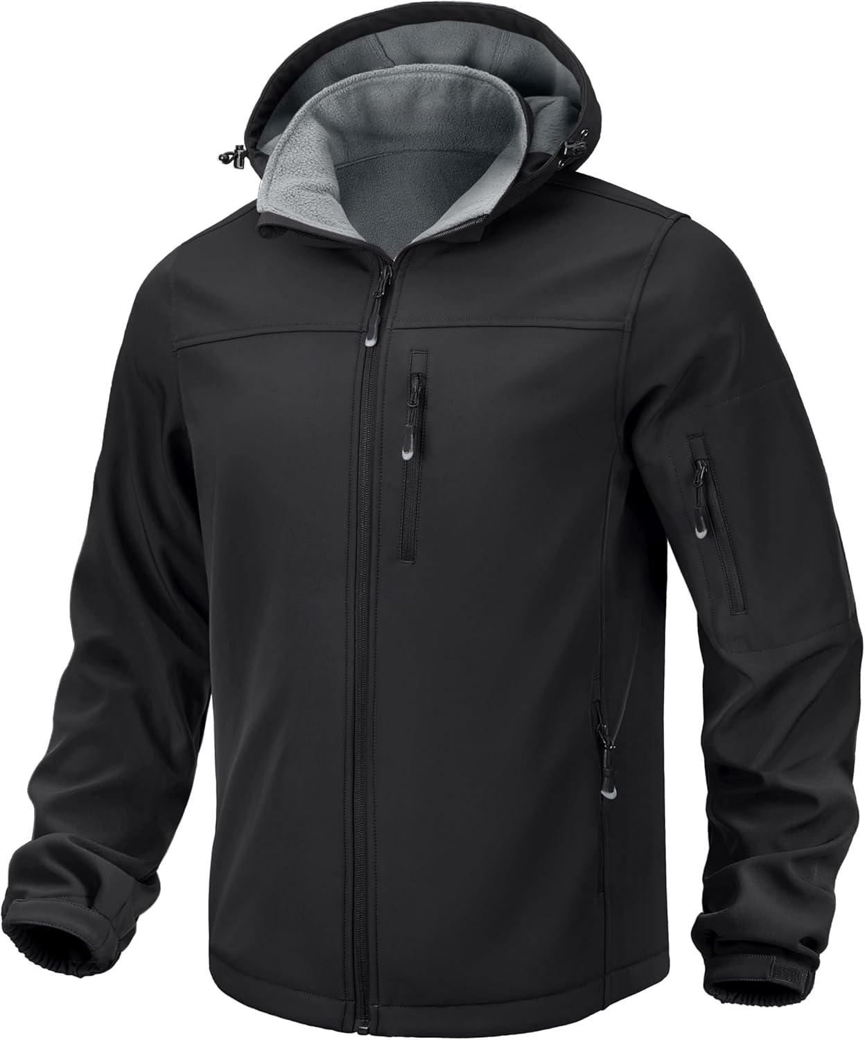 Pudolla Men’s Softshell Jacket Fleece Lined Water Resistant Hooded Winter Coats for Men Outdoor Work Hiking with Pockets