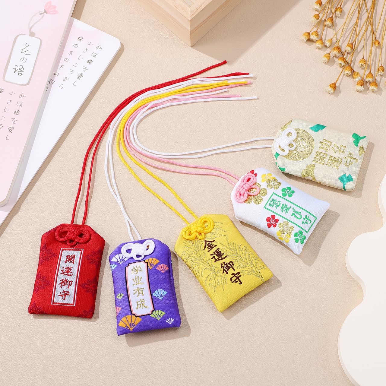 10pcs Japanese Omamori Lucky Charms: Traditional Good Luck Charms for Protection Health, Japanese Blessing Bag Amulet for Car Backpack Home Decor Assorted Colors