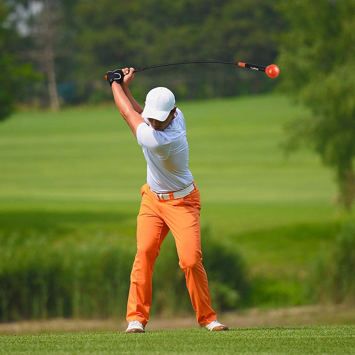 Golf Swing Trainer Aid Golf Swing Tempo Trainer, Golf Swing Trainer Warm-Up Stick for Strength, Flexibility and Tempo Training 40" Red+48" Yellow