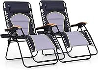 Vista 30 de PHI VILLA Silla XXL de Gravedad Cero Acolchada de Tamaño Extra Grande, Silla Reclinable Plegable para Patio, Asiento de 30 Pulgadas de Ancho