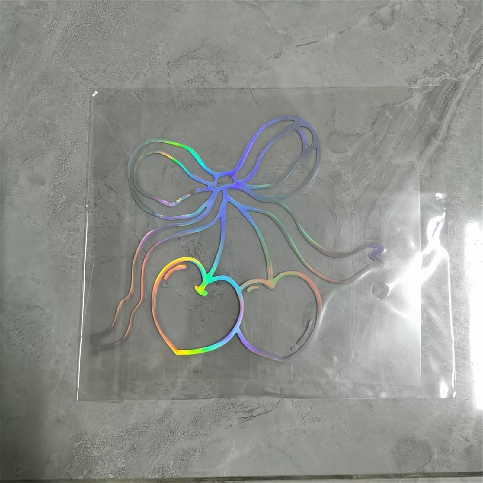 HAfgDJ 1pc Bow Cherry Heart Sticker, Waterproof Self-Adhesive Decal for Car Window Motorcycle