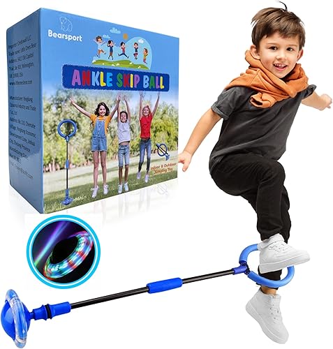 Bearsport Bola de salto de tobillo Rueda plegable Skip It Ball, juguetes de juego interior y exterior, regalo para niños y niñas de 5, 6, 7, 8, 9,