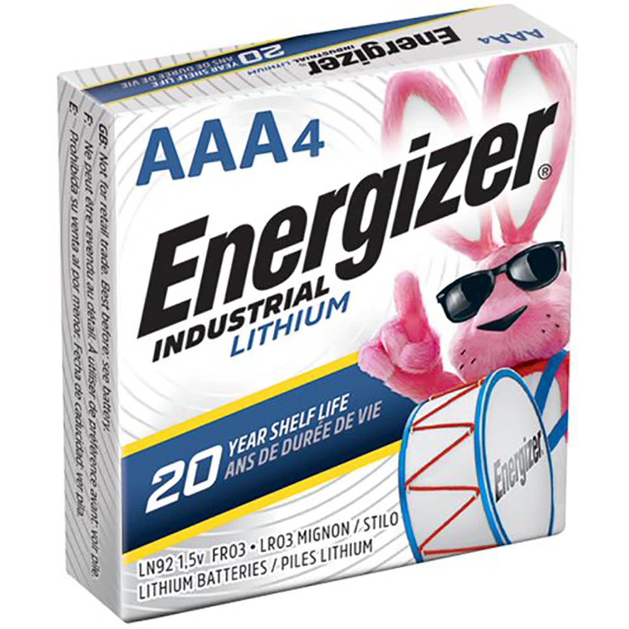 Energizer® Industrial Lithium AAA Batteries, Pack Of 4 Batteries, LN92