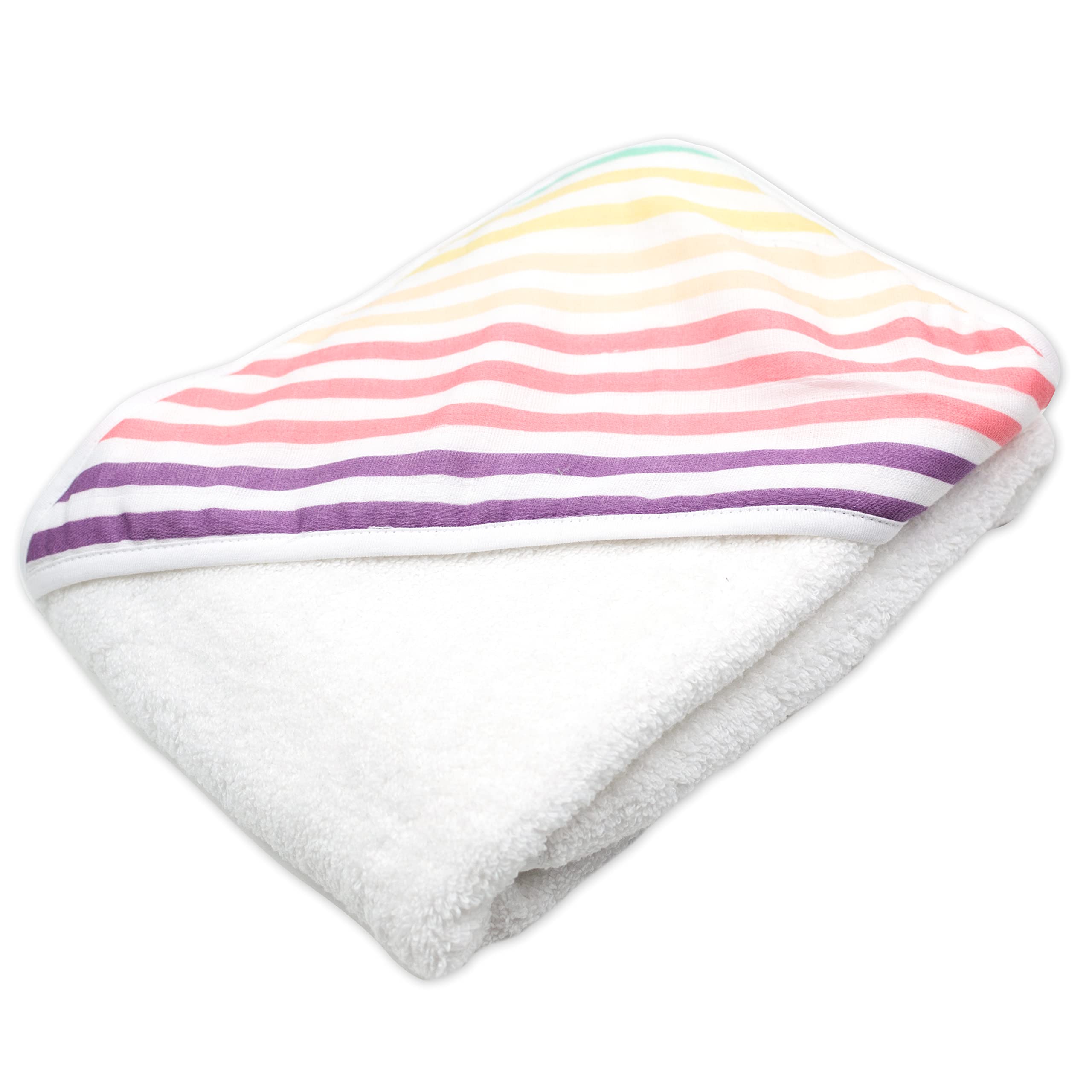 HonestBaby Baby - Paquete de 2 toallas con capucha de algodón orgánico, rayas arcoíris, talla única