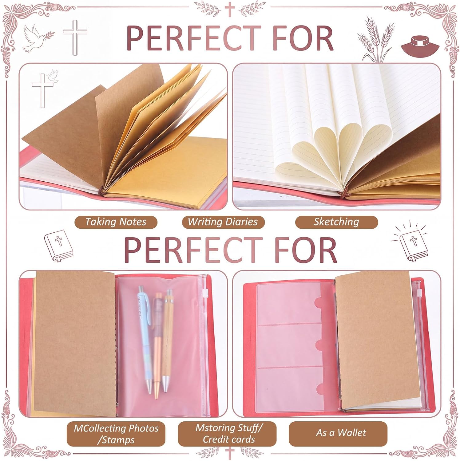 2 Pack Pastor Appreciation Gifts, Leather Notebooks for Pastor and Wife image 3