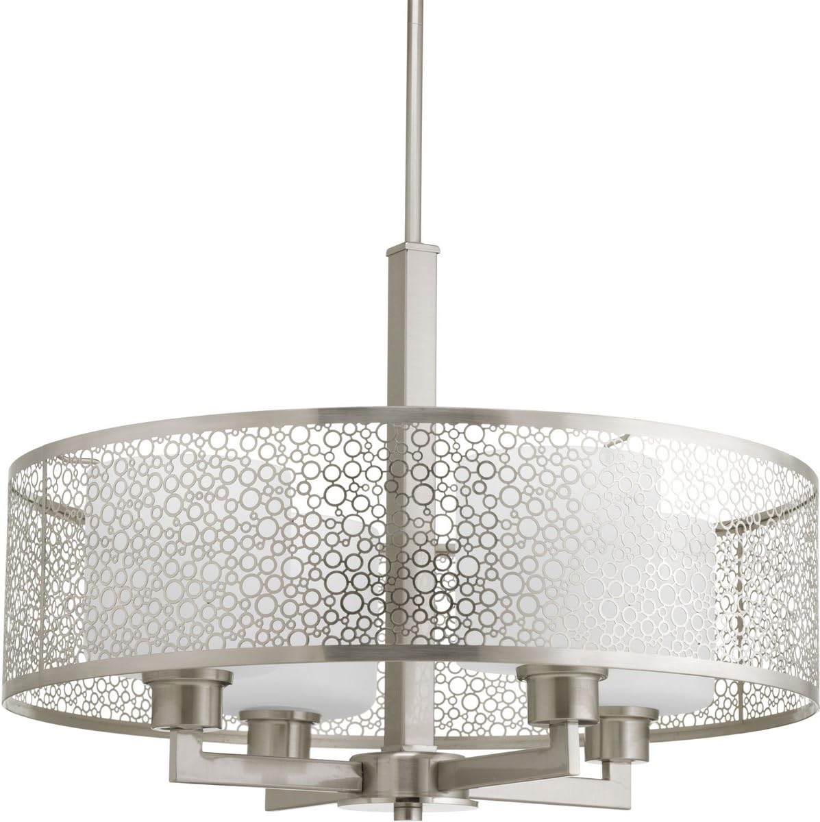 Progress Lighting Mingle Collection 4-Light Brushed Nickel Etched Parchment Glass Global Pendant Light
