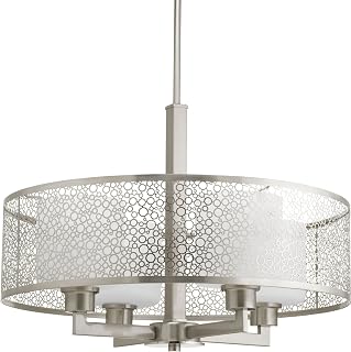 Progress Lighting Mingle Collection 4-Light Brushed Nickel Etched Parchment Glass Global Pendant Light