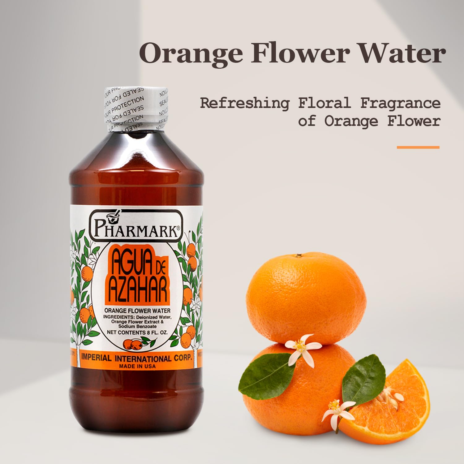 Agua de Azahar 8 onzas. Agua de flores de color naranja, paquete de 3 unidades por Pharmark