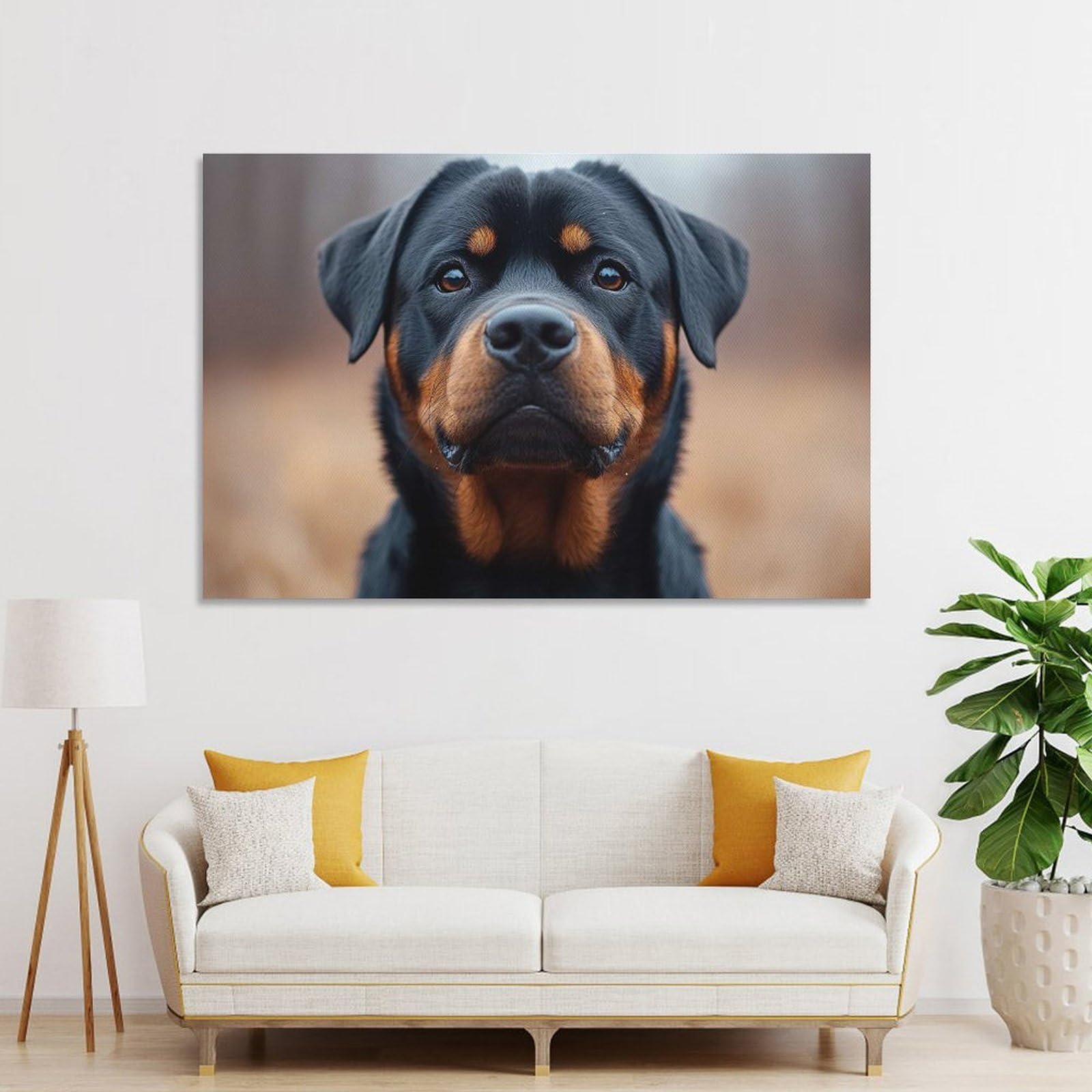 Junmoney Rottweiler Portrait Home Decor Wall Art, 24x36inch(60x90cm), for Lounge, Bedroom Or Personal Spaces, Thoughtful Wall Decor for Art Lovers
