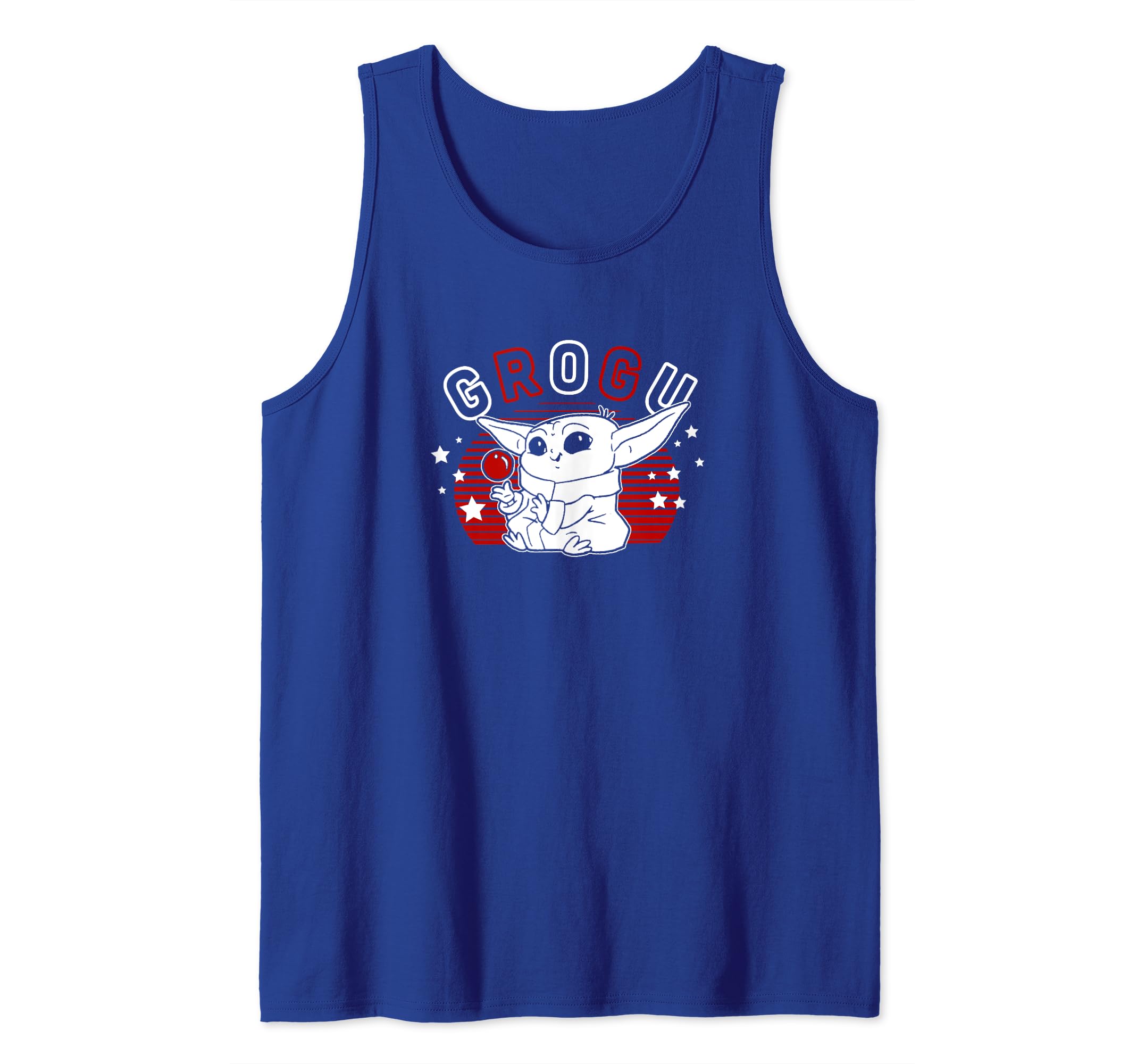 Star Wars: The Mandalorian Fourth Of July Grogu Lines Stars Tank Top, Blue