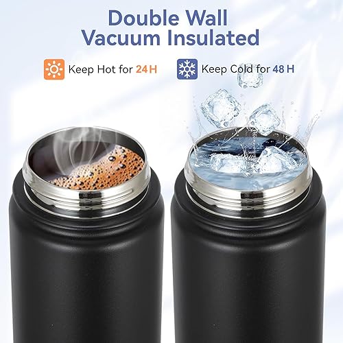 Miniatura 5 de Botella de agua de 40 onzas aislada con popote, botellas de agua a prueba de fugas para portavasos de automóvil, botella de agua de acero inoxidable