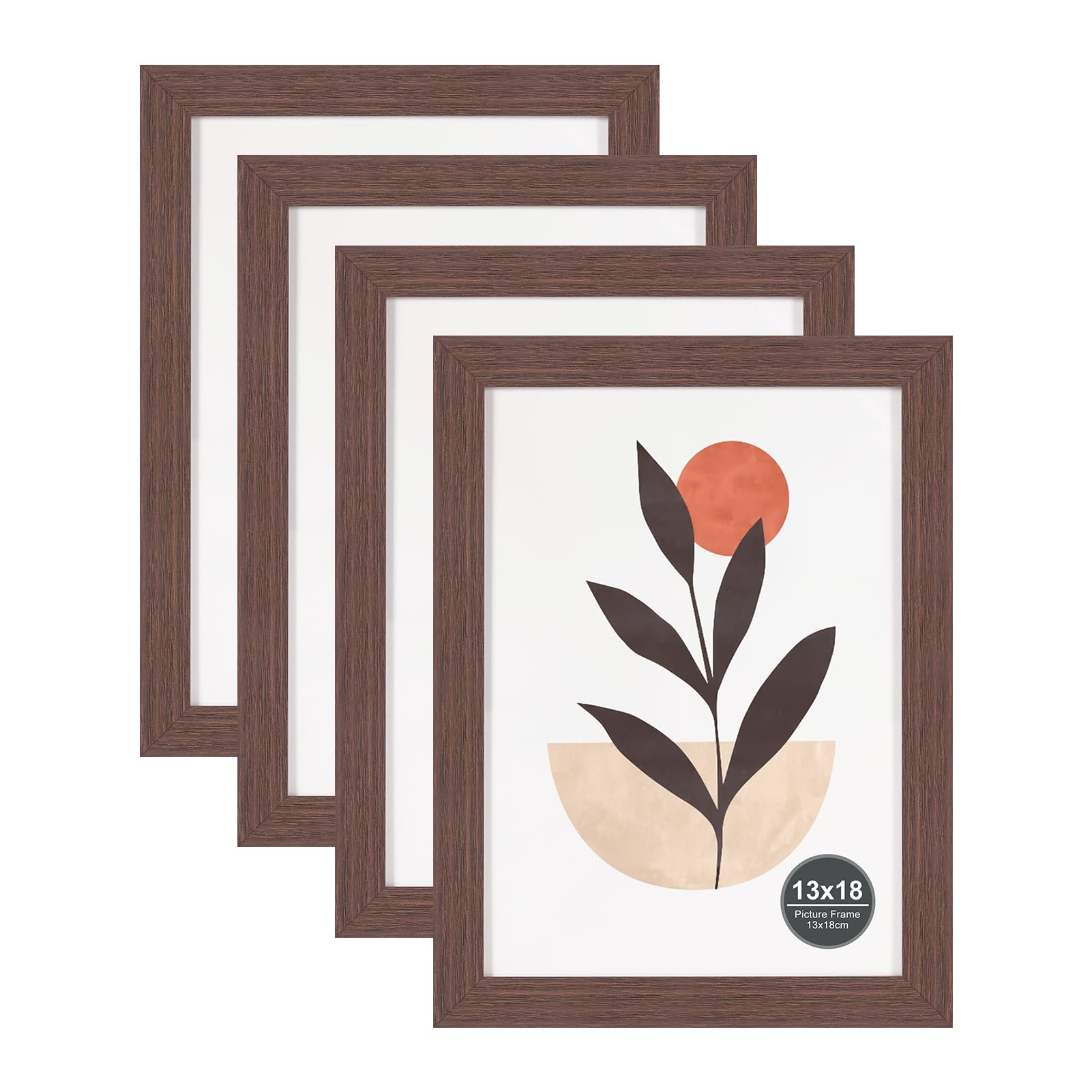 13x18 Picture Frame, Reddish Brown Wood Photo Frames, Set of 4 — image 1