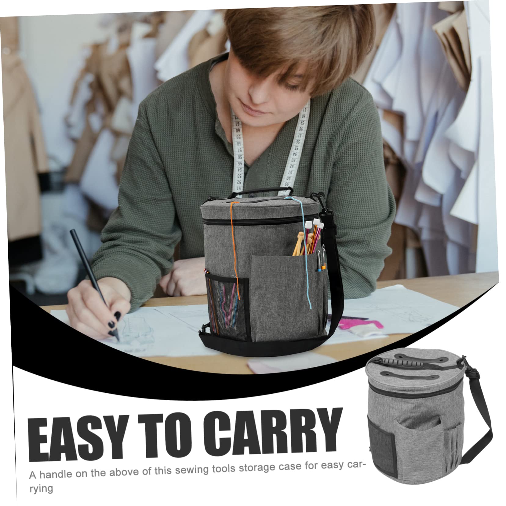 BESPORTBLE Organizer per Filati di Lana Borsa Portaoggetti per Uncinetto Scomparti Principali Contenitori per Gomitoli di Filato Porta Filati per Uncinetto Chiusura Lampo Resistente