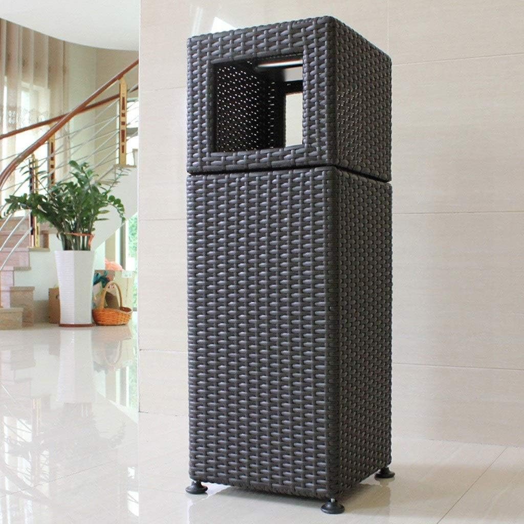 Waste Bins,Outdoor Ashtray Indoor and Outdoor Trash Cans Outdoor Resin Wicker Waste Basket Trash Can Home Outdoor Garden Trash Can (Gray) Outdoor Recyclibin