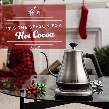 Cosori Gooseneck Electric Kettle with 5 Variable Presets, Pour Over & Coffee maker, 100% Stainless Steel Inner Lid & Bottom, 1200 Watt Quick Heating, 0.8L, Silver
