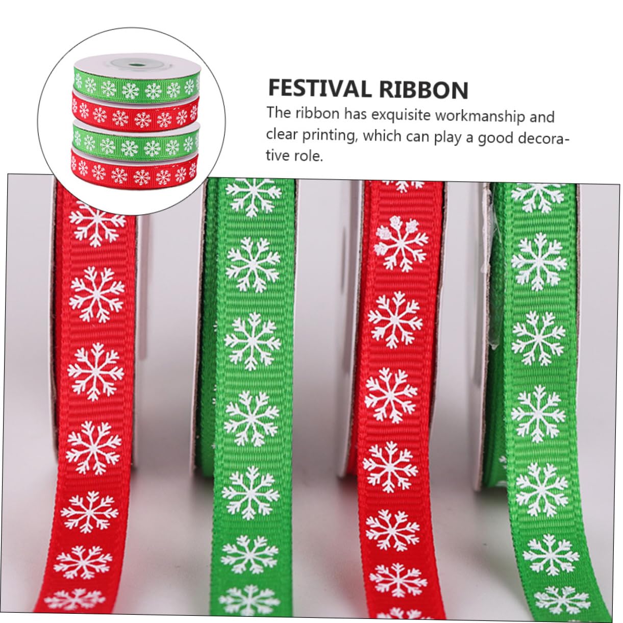 Angoily 12 Rollen Weihnachts Dekoband Breit Schneeflocken Geschenkband für DIY Geschenkverpackung Partydeko Rot Grün