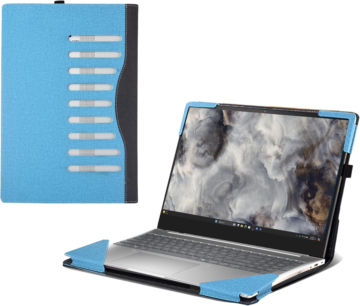 Laptop Case for Dell Pro 16 Plus PB16250 PB16255 16” All Inclusive Drop Case PU Leather Inside Pocket Cover (Sky Blue)