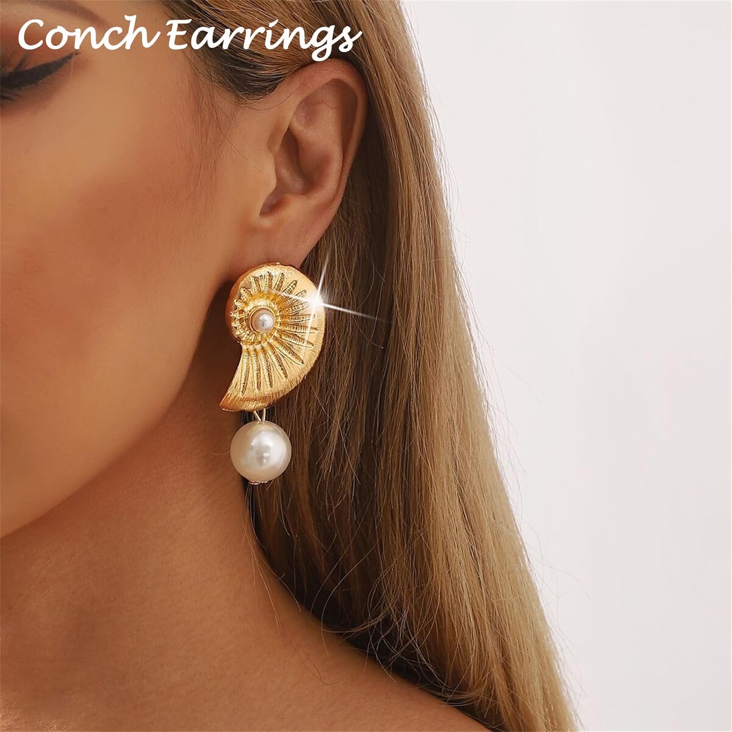 Boho Ocean Stud Earrings for Women,Starfish Shell Conch Earrings Trendy Sea Snail Stud Earrings Statement Beach - Image 5