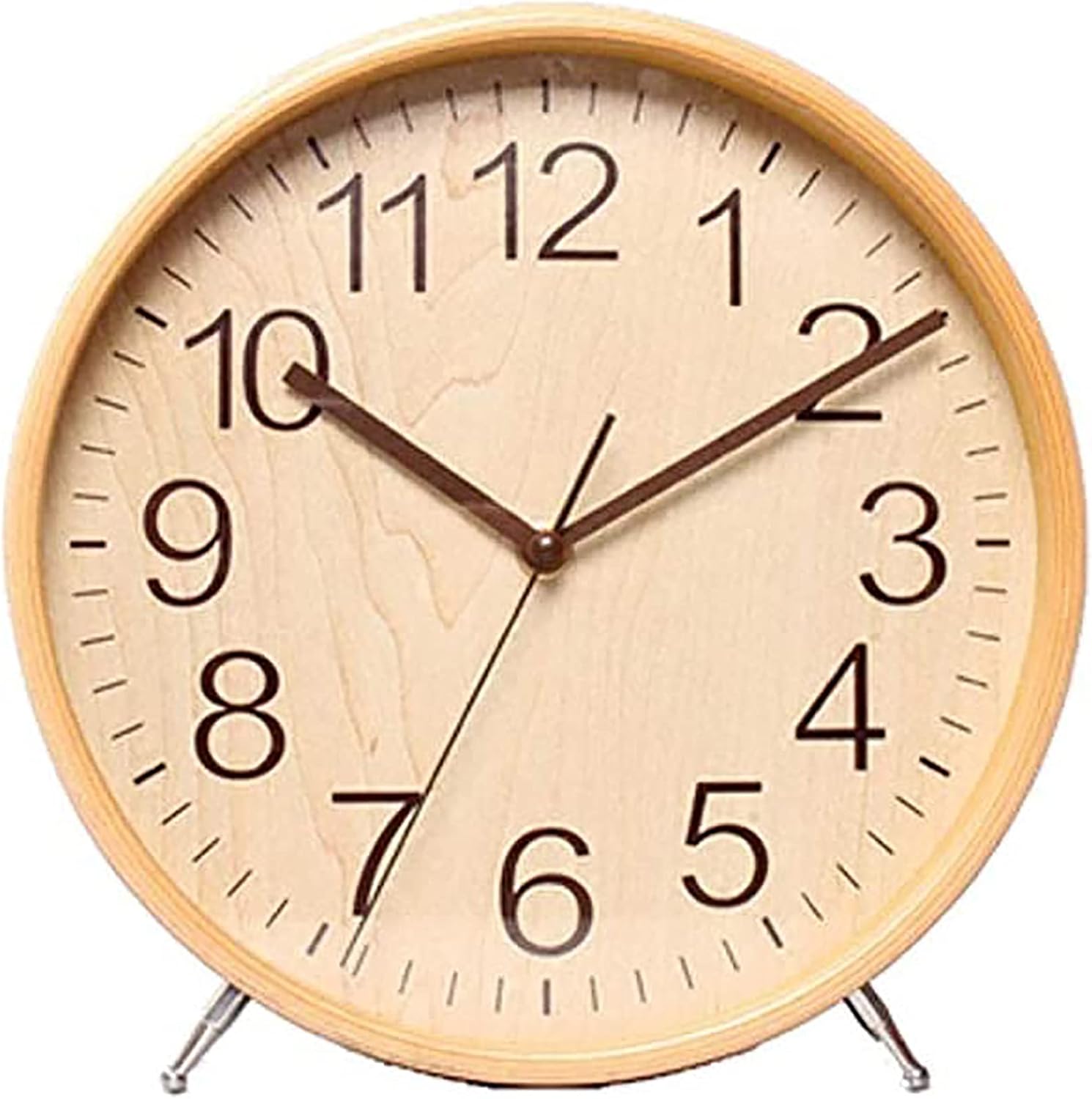 Desk Shelf Clocks Large Clock Non-Ticking Silent Clock Decoration Home Desktop Decoration Redwood/Wood Color 10 Inch Mantel Clocks (A)