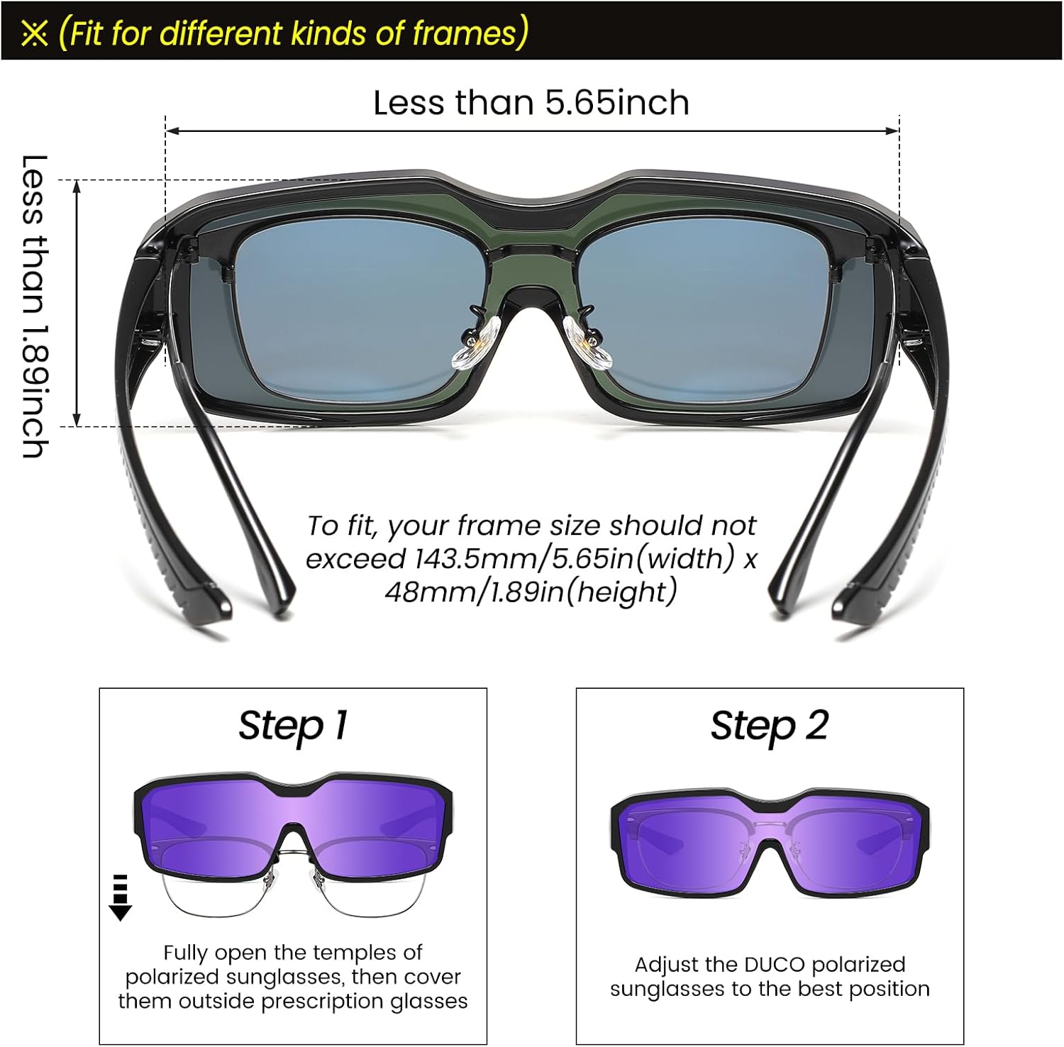 DUCO Sports Polarized Fit Over Sunglasses for Men Women Wrap Around Wear Over Glasses for Cycling Fishing