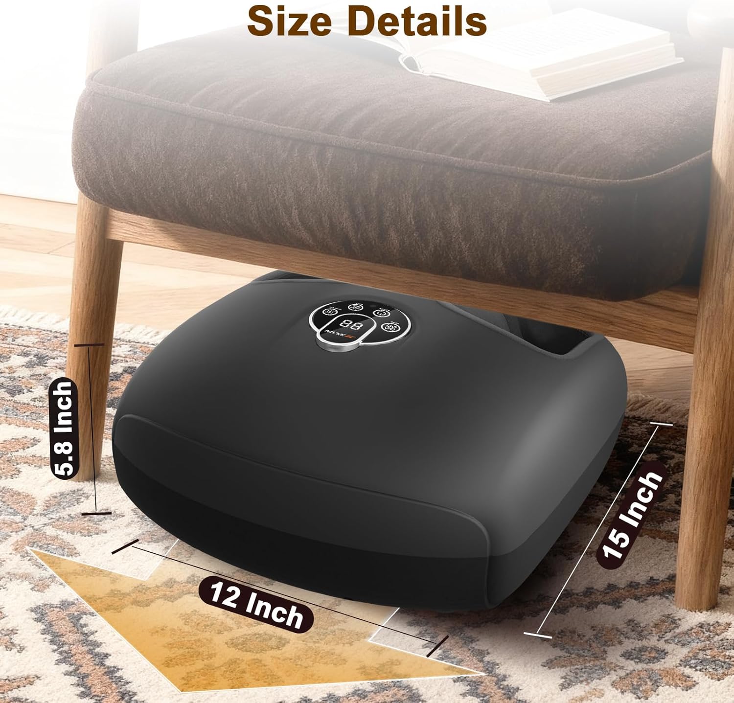 Shiatsu Foot Massager Machine with Heat : Deep Kneading Foot Massager with Vibration & Compression for Plantar Fasciitis & Neuropathy - for Women & Men,Relax for Home Office Use (Black) - Image 8