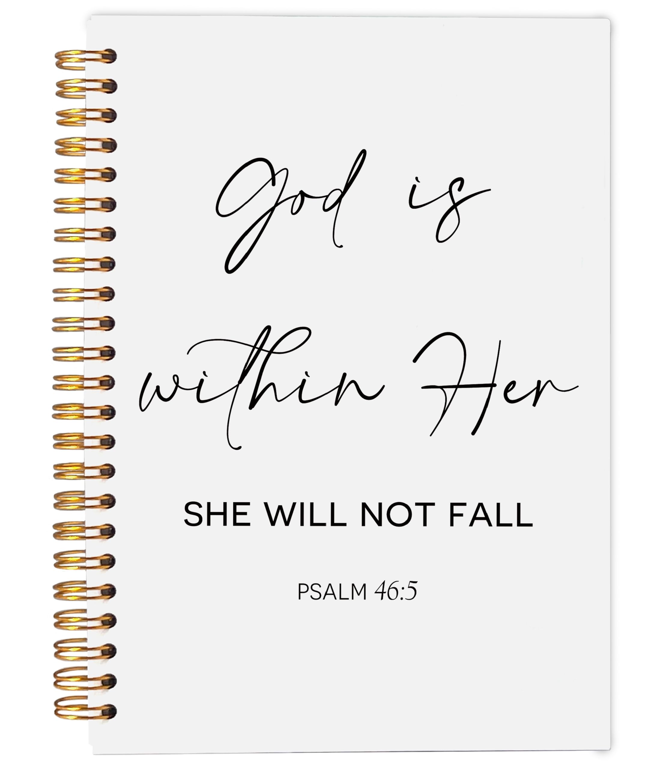 Christian Notebook Journal for Women Men, God is Within Her She Will not Fall Bible Journal Notebooks for Note Taking, Bible Journaling Notebook, Prayer Notebook, Spiral Notebook 5.5x8.3 Inches