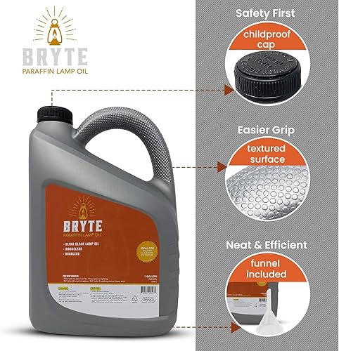 Miniatura 3 de Bryte - Aceite de lámpara de alta calidad, 1 galón, parafina transparente y limpia, inodoro, adecuado para uso en interiores y exteriores, viene con