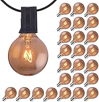 Vista 9 de Paquete de 25 bombillas de repuesto G40, bombillas de vidrio incandescente de 5 W 120 V, para tira de luces E12 para exteriores, rosa esmerilado