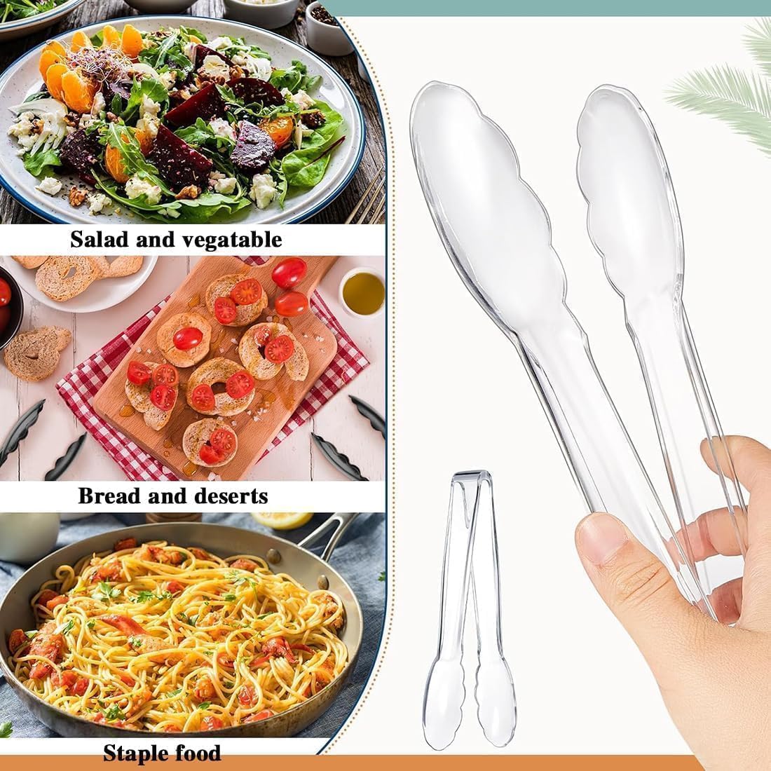 12 Inch Clear Kitchen Tongs - Serving Utensils -4 12 Inch Clear Kitchen Tongs - Serving Utensils -4