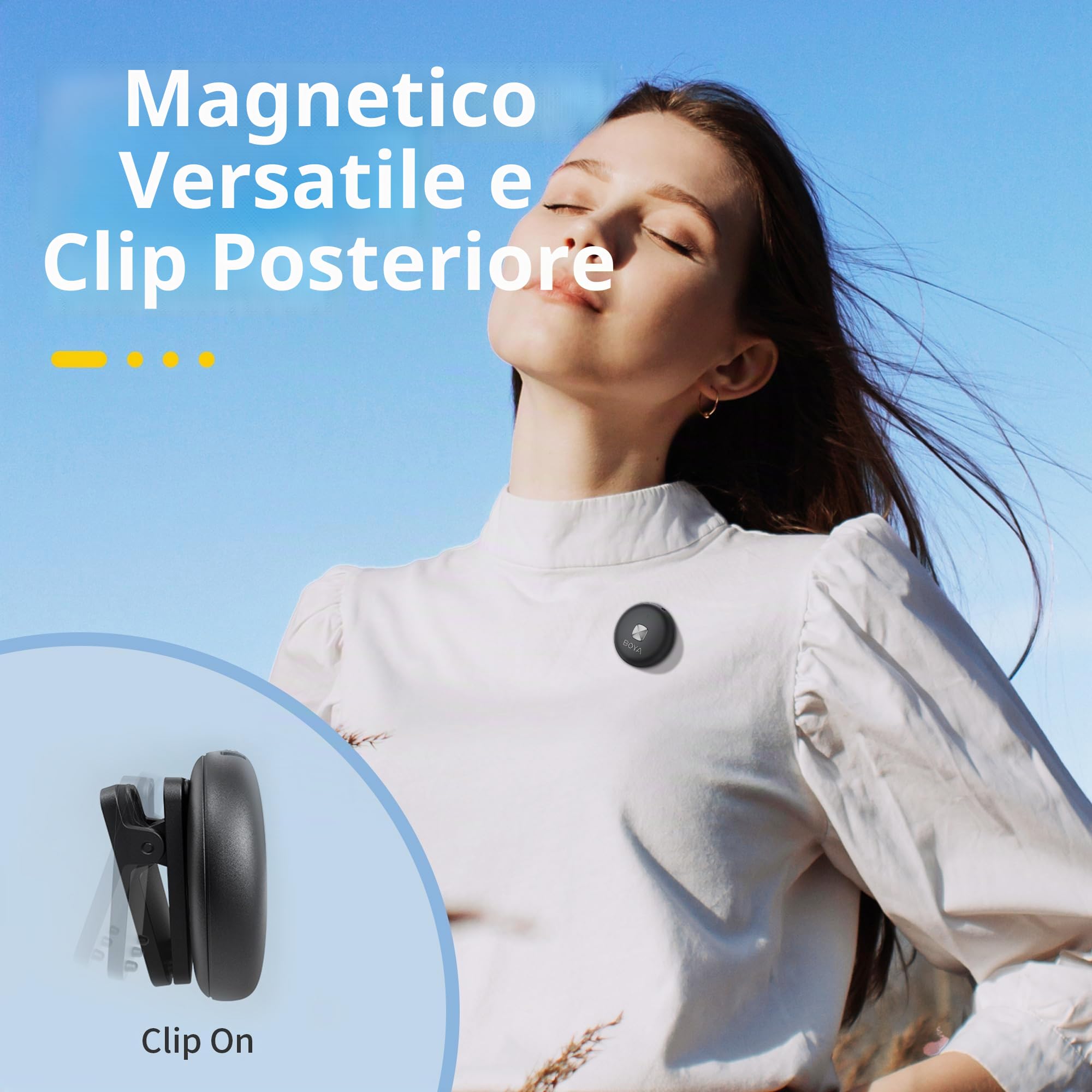 BOYA OMIC-U Microfono Lavalier Wireless USB-C per Telefono Mobile Android, iPhone 15, iPad - Mini Lapel per Vlog, Podcast - Plug and Play