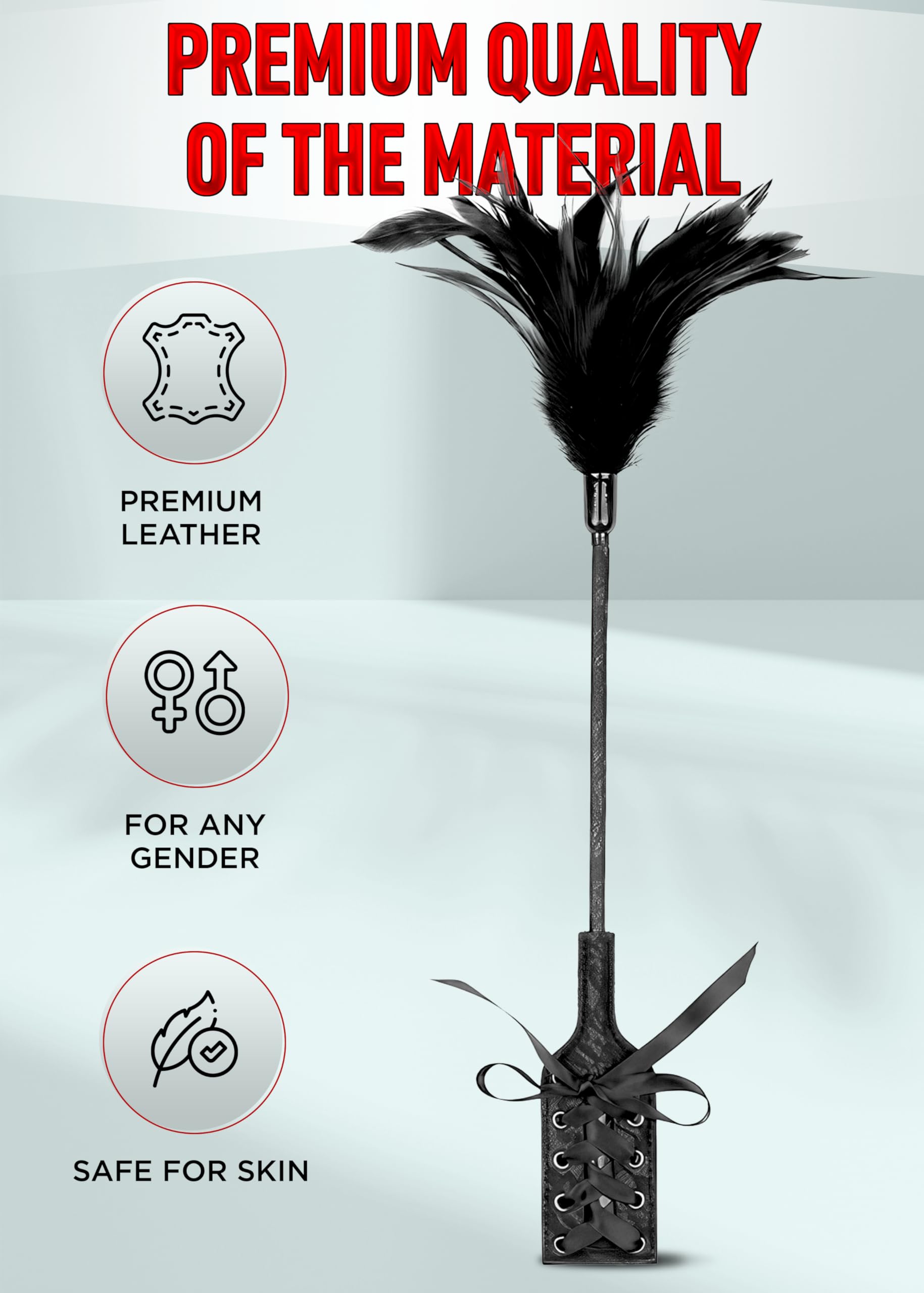 BDSM Adult Spanking Feather Tickler 16 inch Sex Blindfold Eye Mask 59" for Sex Play, Sexy Bondage Restraints Fetish Toys - 2pcs Sex SM Starter Kit: Red Black