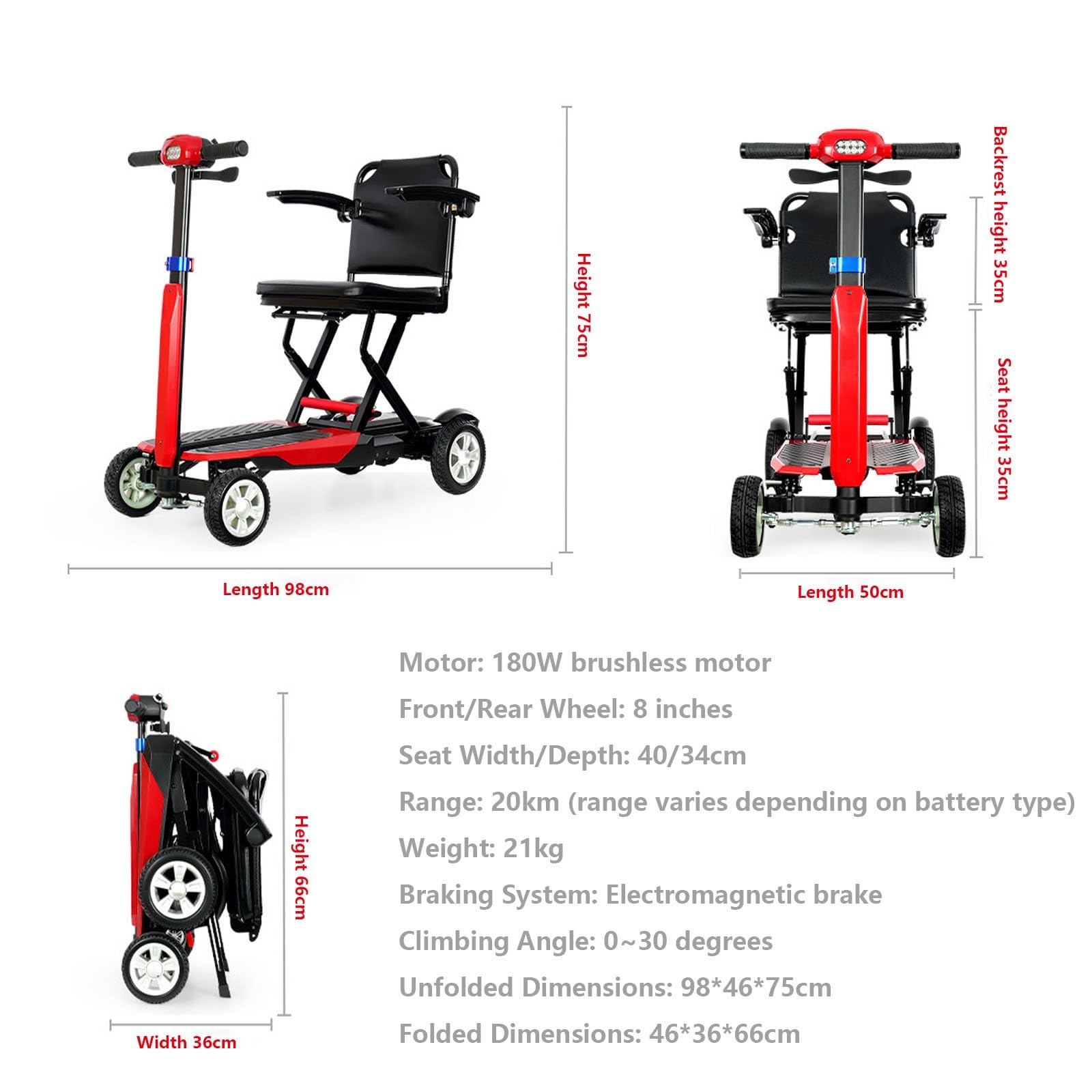 Scooters para Personas Mayores, Scooters De Movilidad con Luces, Plegables Y Compactos, con Batería De Larga Duración, para Adultos, Ancianos Y Personas con Discapacidad.