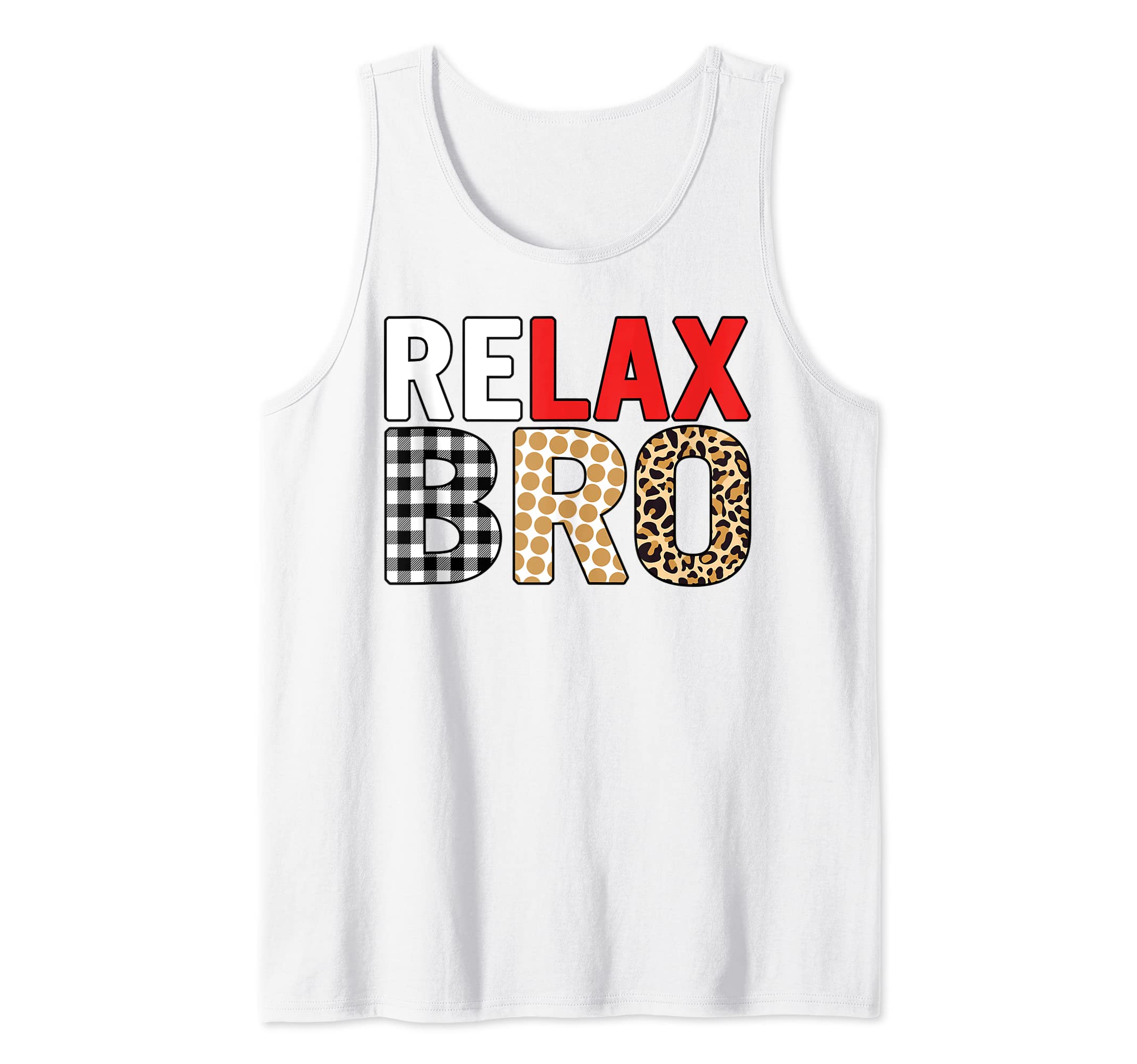 Relax Bro Lacrosse Mom LaX Team Player Buffalo Plaid Leopard Tank Top