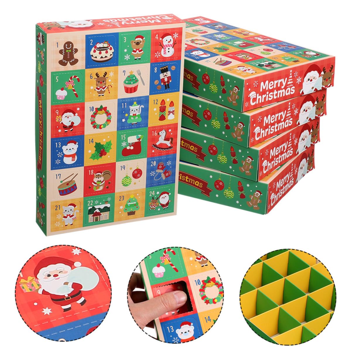 OKUMEYR 15 Stück Teiliges Weihnachts Tage Leere Papierboxen Vintage-stil für DIY Süßigkeiten Partydekorationen Familienaktivitäten Weihnachtscountdown Geschenkbox