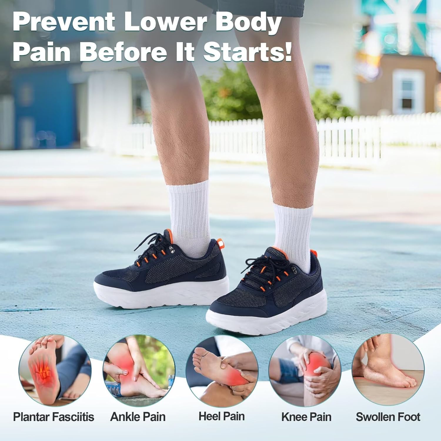 OrthoComfoot Men's Orthopedic Diabetic Wide Walking Shoes: Comfortable Plantar Fasciitis Fashion Sneakers with Arch Support for Swollen, Casual Hammer Toes Shoes for Foot and Heel Pain Relief - Image 4