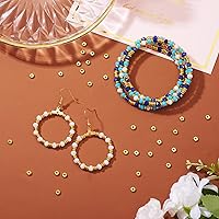 Vista 2 de Craftdady 500 cuentas espaciadoras redondas planas doradas de 0.157 pulgadas (0.157 in), diminutas cuentas de disco de moneda Rondelle