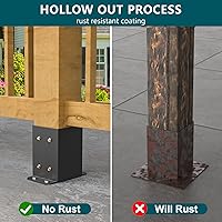 Vista 5 de SPACEEUP Base de Poste 4x4 2 Piezas, Tamaño Interior 3.6"x3.6" Base de Poste para Terraza, Anclaje de Poste Resistente con Recubrimiento en Polvo