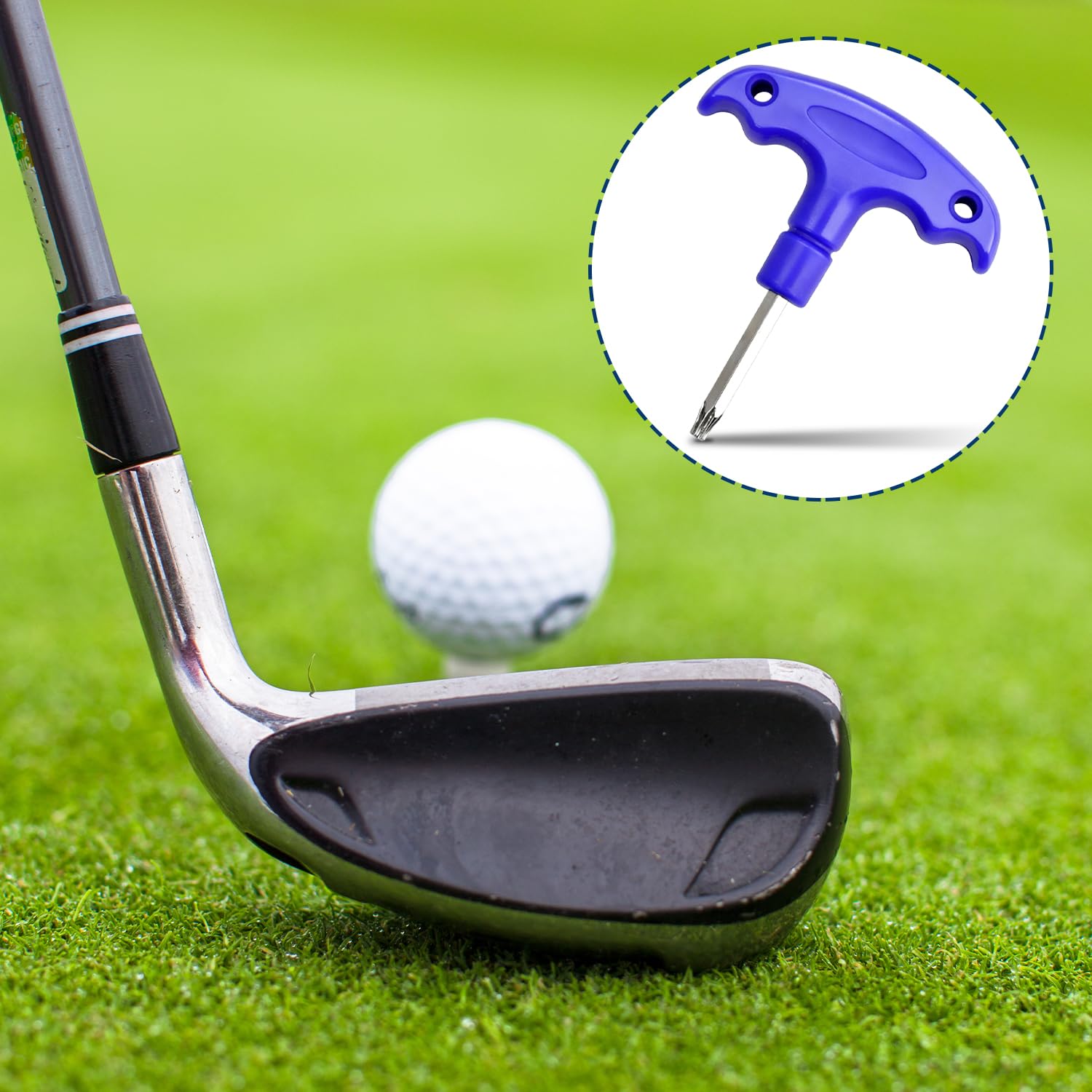 Llave Dinamométrica de Golf Herramienta Ajuste Acero Inoxidable Mango Plástico Llave Púas Accesorio Palos Golf Azul