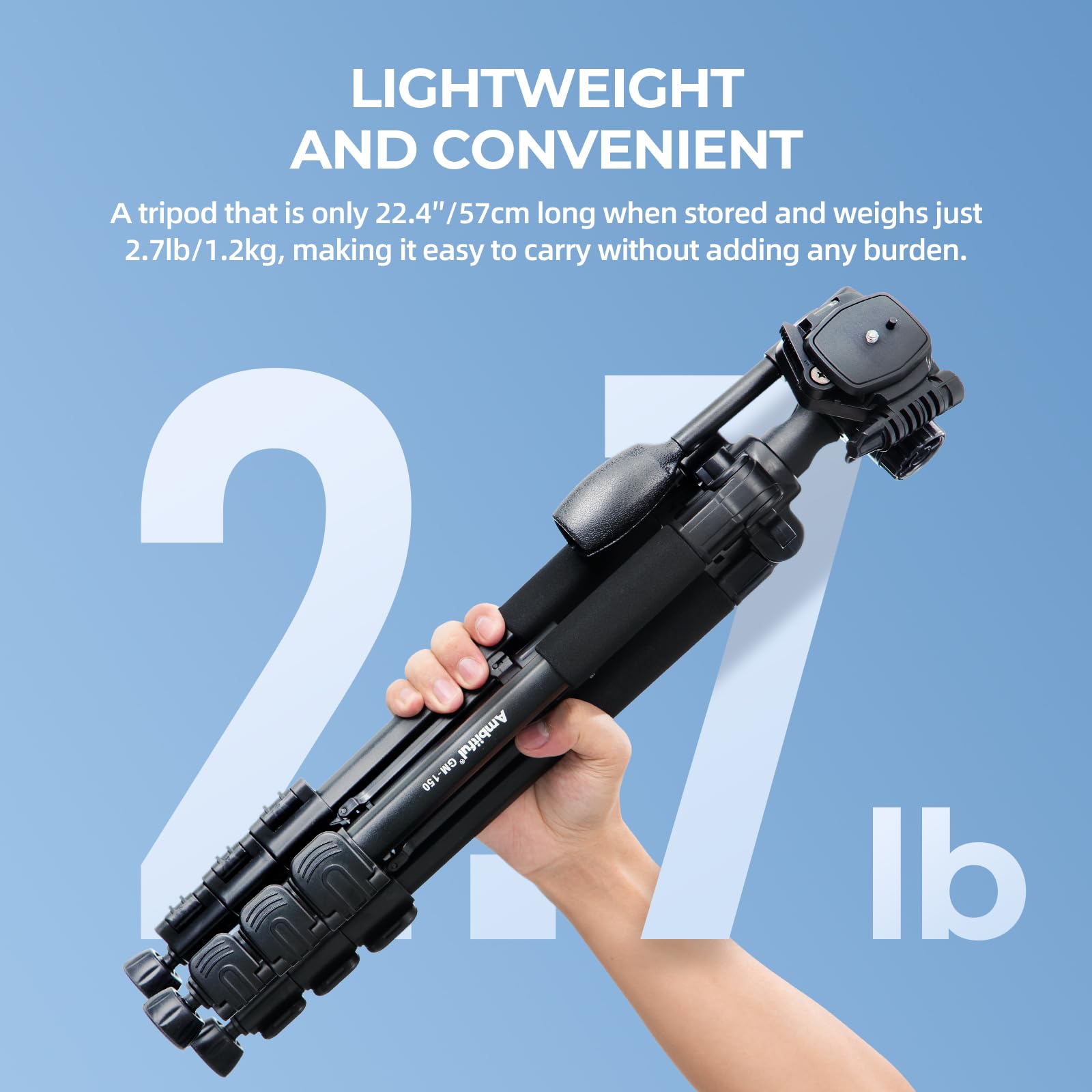 Ambitful 62" Professional Camera Tripod, Black - Removable Horizontal Mount for DSLR/Phone/Camcorder/Spotting Scopes, Tall Video Recording