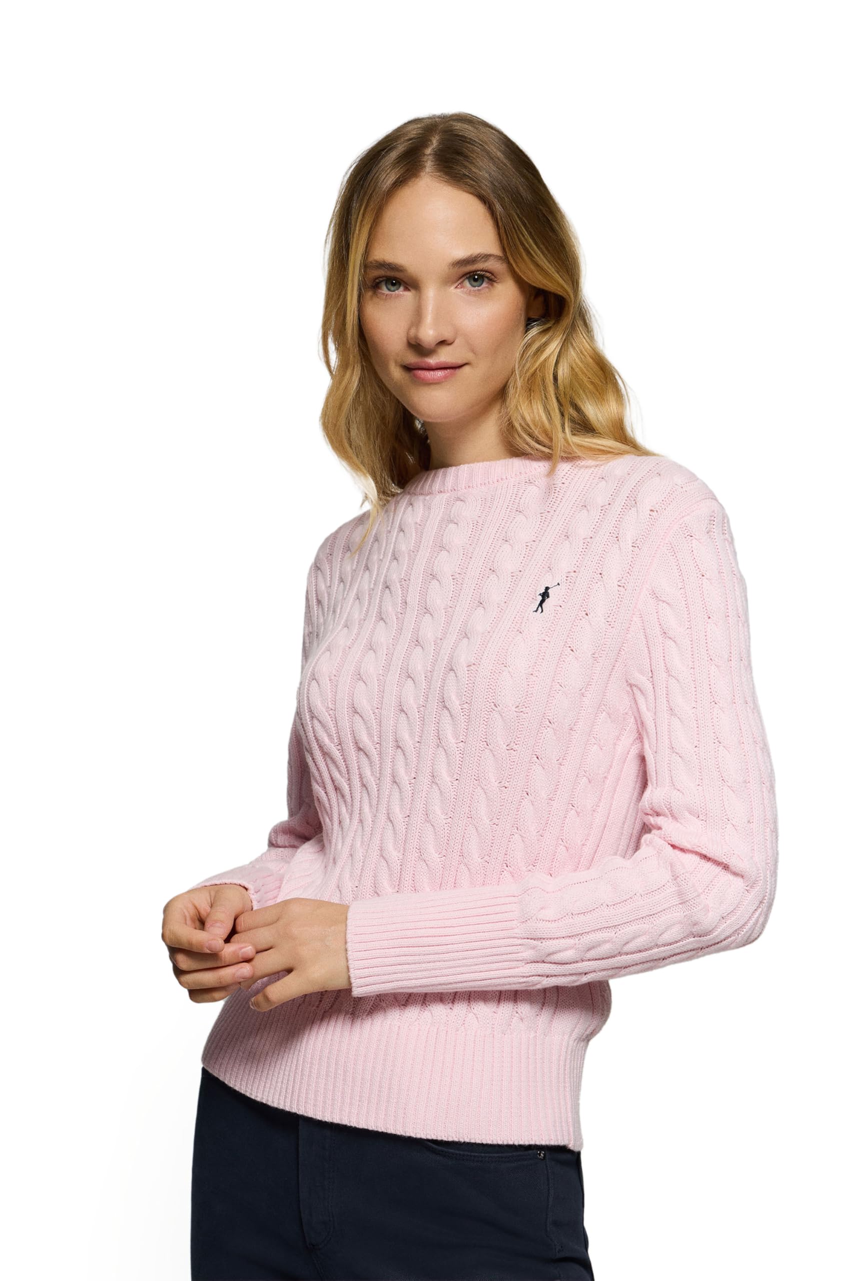 Polo Club Zopfpullover mit gesticktem Rigby Go-Logo - Damen - 100% Baumwolle