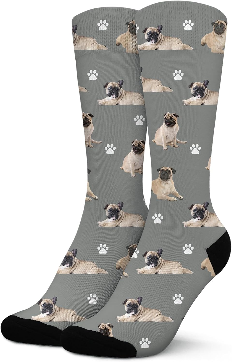 Funny Pug Crew Socks,Cute Dog Athletic Running Socks