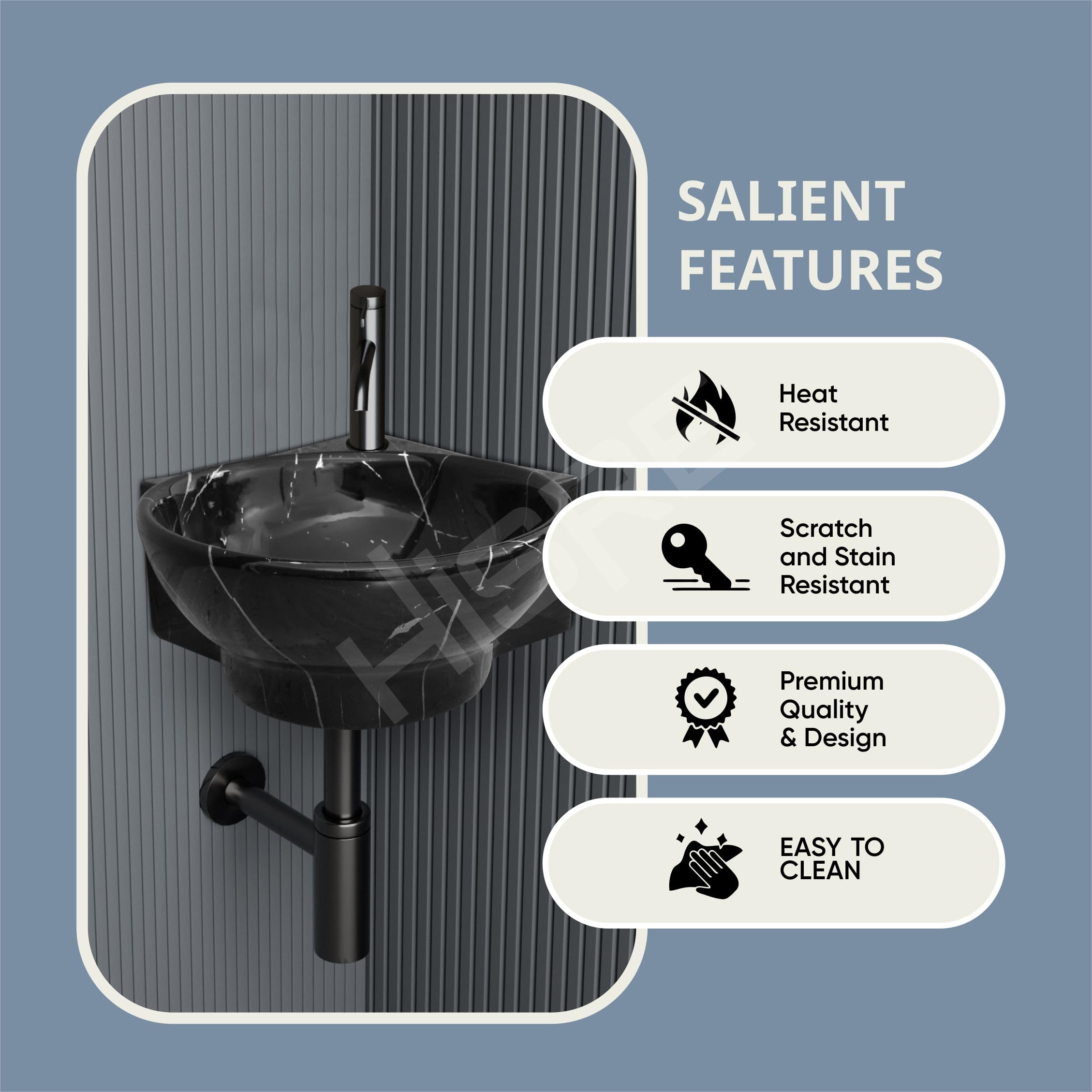 HISRE Wall Mounted Wash Basin for Bathroom | Ceramic Wash Basin Wall Hung Small Corner Wash Basin/Sink (Style - B), photo 3 of 5