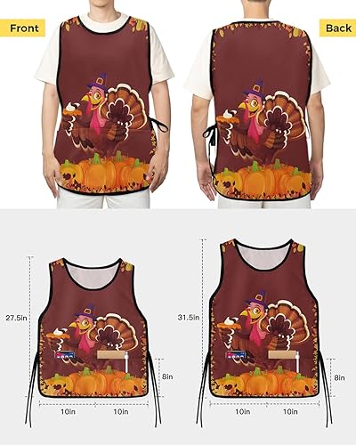 Miniatura 3 de Unisex Cobbler Apron Turkey Pumpkin Pie Vest Cobbler Aprons Love Heart Feather Smock Apron with Pockets for Work Kitchen