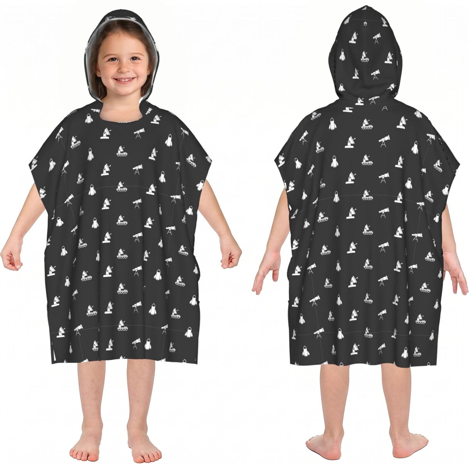 Noble Ren Space Technology Hooded Kids Beach Towels Girls Boys Swimming Coverings Towels Bath Towels, Bathrobes, And Ponchos Absorb Water Quickly And Dry Well