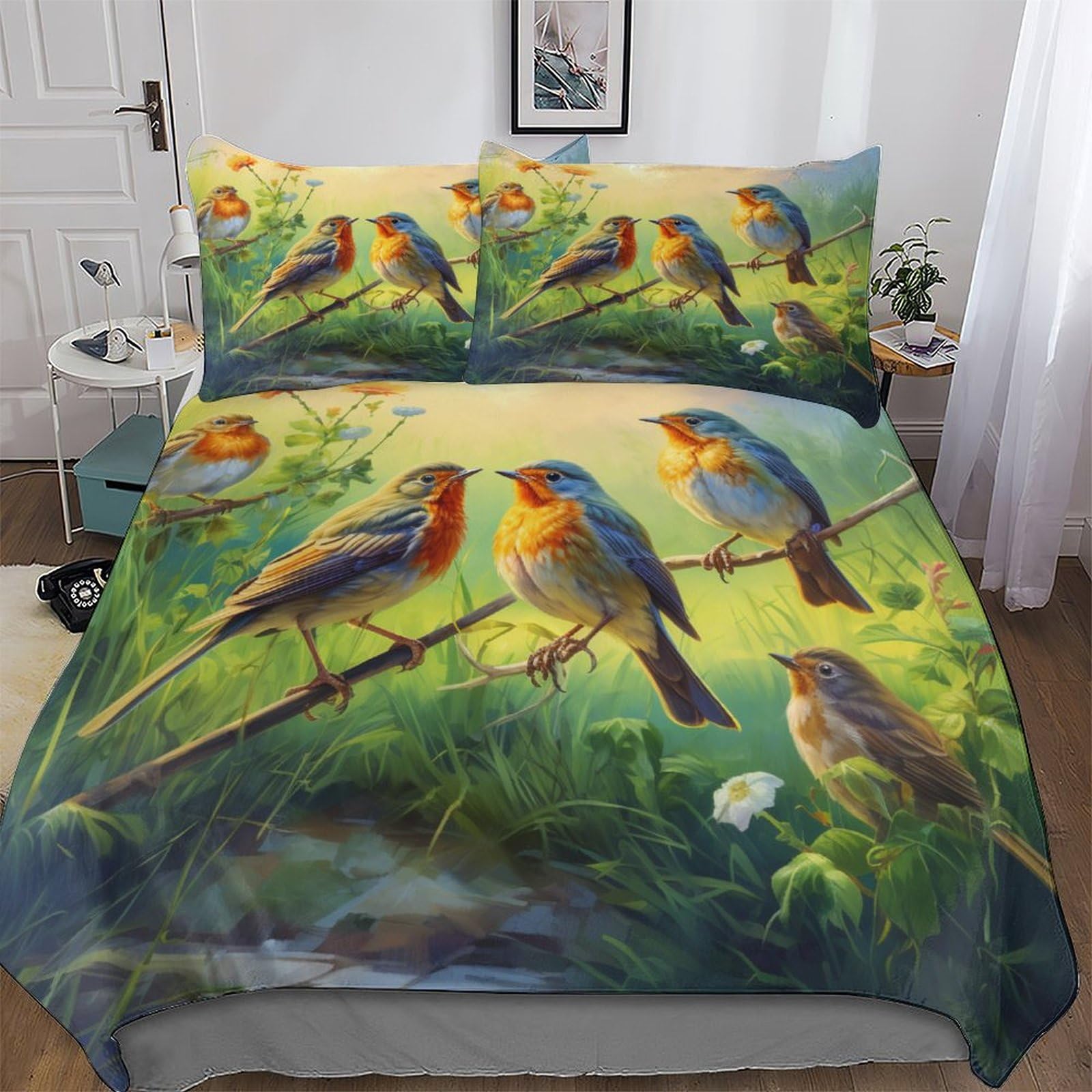 Dcccy Sparrow Bird Duvet Cover Set With Pillowcase Soft Microfiber Bedding Set Comforter Cover For Adults Kids Quilt Covers 3Pcs King(220X240cm)