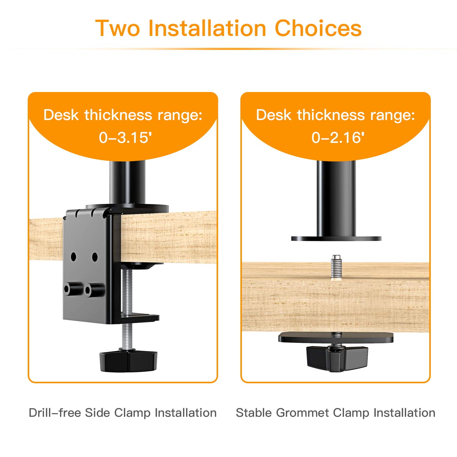 ErGear Dual Monitor Stand Mount, HeavyDuty Fully Adjustable Desk Clamp