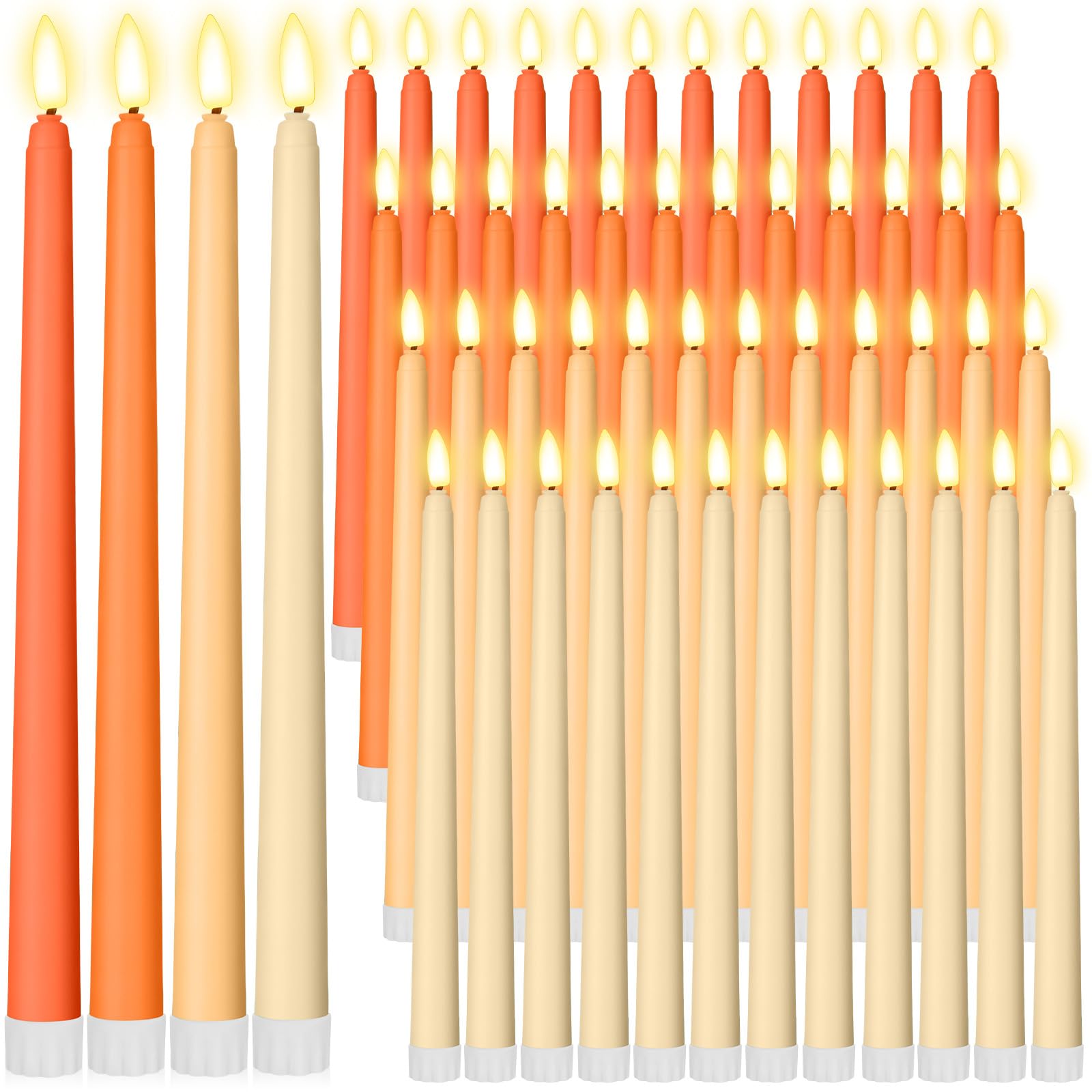 Handepo 48 Pack Flameless LED Taper Candles Battery Operated, Orange