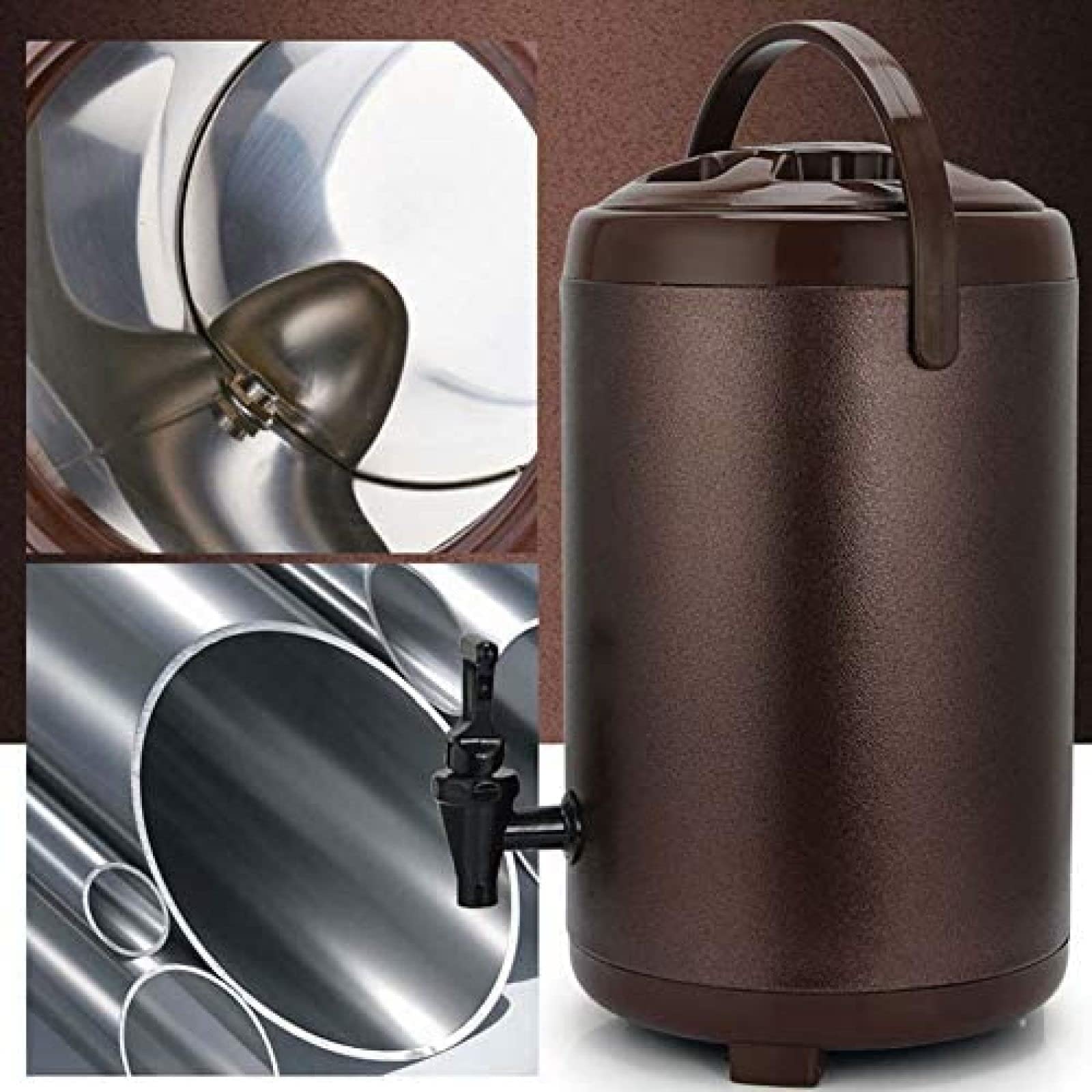 Barilotto di tè al latte caldo isolato, dispenser bevande in acciaio inossidabile con rubinetto, isolamento e freddo for 20 ore, Distributori di bevande in acciaio inox(Black,12L)